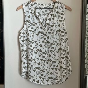 Practically Brand New. Cream and sage green printed blouse.